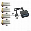 4Pcs 3.7V 400mAh 25C Lipo Battery & 4 in1 Charger For JJRC H21 RC Quadcopter New