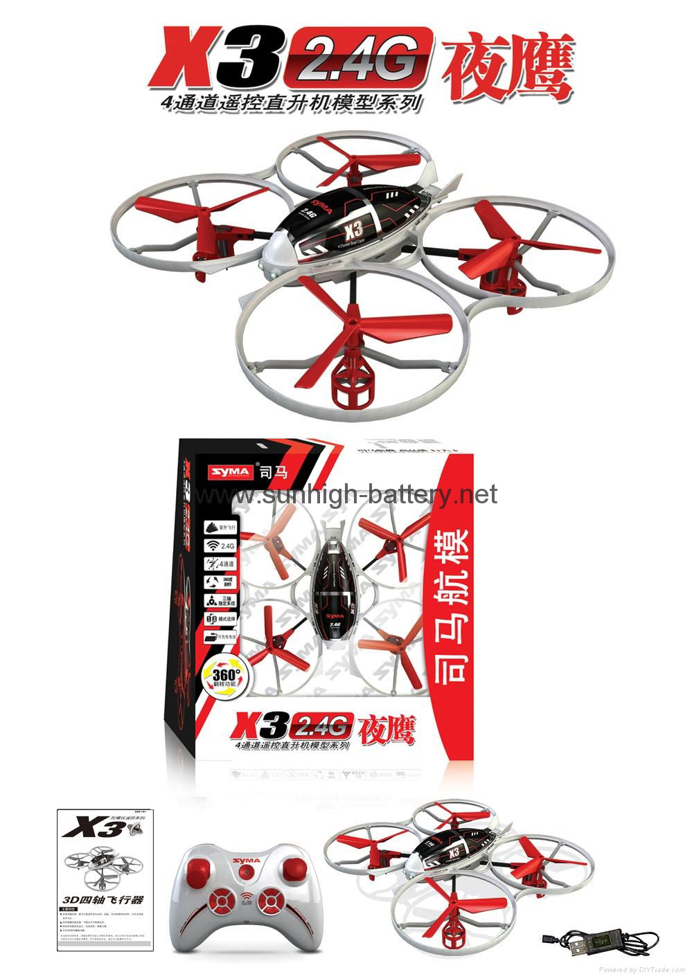 Syma X3 4 Channel 2.4Ghz RC Quadcopter with 3 Axis Gyro