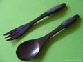 YCZM Black Bamboo Soupspoon And Fork