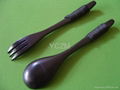 YCZM Black Bamboo Soupspoon And Fork