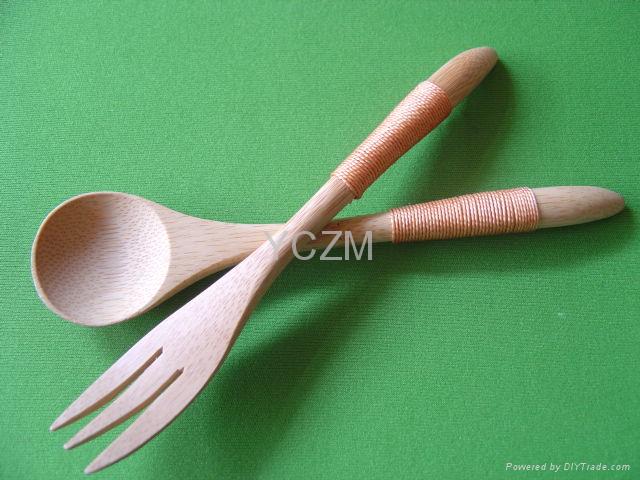 YCZM  Bamboo Soupspoon And Fork (Ties Up The Rope) 3