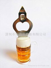 Beer mug bottle opener