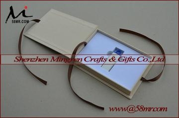 Magnet Linen USB Photo Stroage Gift Box with Elastic 3