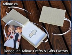 Magnet Linen USB Photo Stroage Gift Box with Elastic