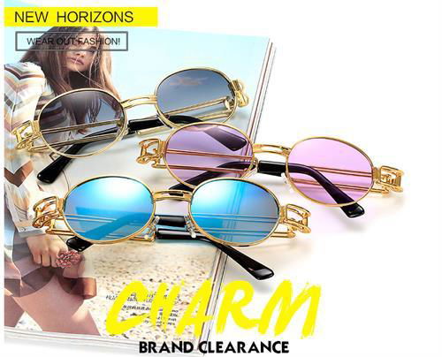 2018 fashionable round punk metal sunglasses for men and unisex metal sunglasses 3