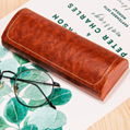 handmade PU leather custom logo eyeglasses glasses case