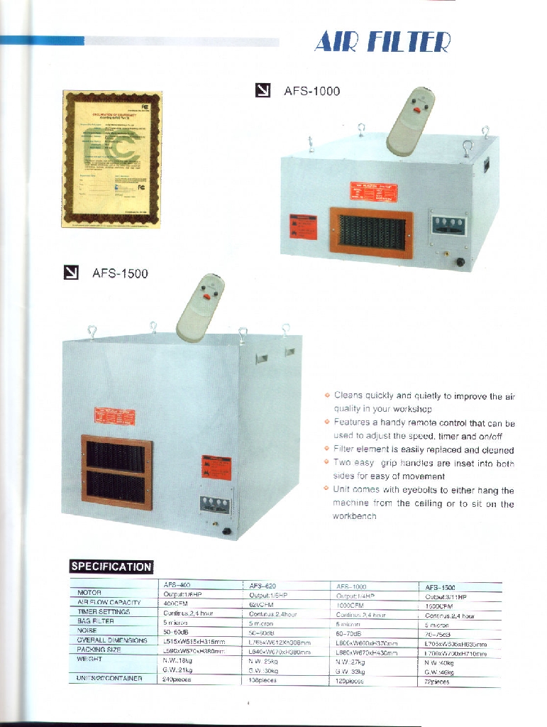 Air Filter Afs 400 Afs 620 Afs 1000 Afs 1500 Woodworking