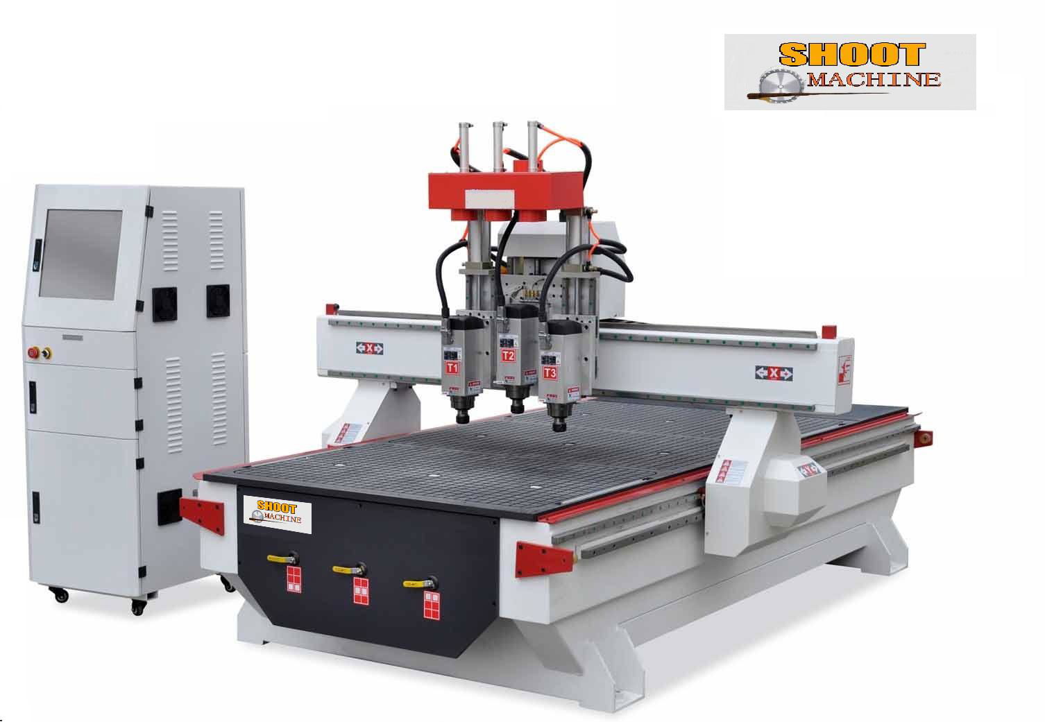 Heavy Duty Industry 3 Head CNC Woodworking Engraving Center Machine,SH-H3