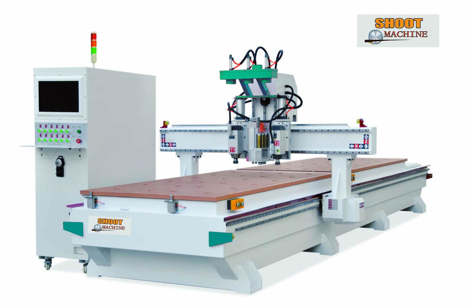 3 Spindle CNC Router Machine With Double Working Table,SHCNCX3II