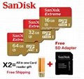 SanDisk Extreme micro sd with adapter 32gb SDHC/microSDXC TF Memory Card