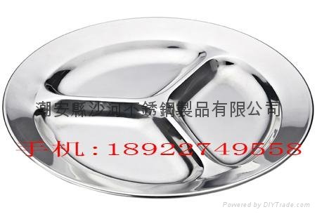 Stainless steel Snack salver,Mess tray with three compartment,Fast Food Tray