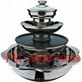 hot pot store s/s 4-tiers pagoda steamboat with grill hot pot use for gas stove 3