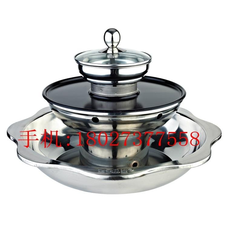 hot pot store s/s 4-tiers pagoda steamboat with grill hot pot use for gas stove 3