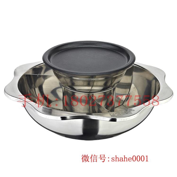yin yang pan with BBQ grill 2 layer hot pot use for Radiant-cooker summer sales 4