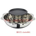 yin yang pan with BBQ grill 2 layer hot pot use for Radiant-cooker summer sales