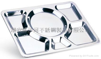 stainless steel rectangular divided dinner tray 5 grids Buffet plates Tableware 2