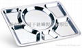 stainless steel rectangular divided dinner tray 5 grids Buffet plates Tableware