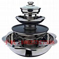 Stainless steel five layers hot pot with BBQ Available Radiant-cooker