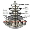 shabu pan with Barbecue & steamer 4 layer Integrated hot pot Available gas stove