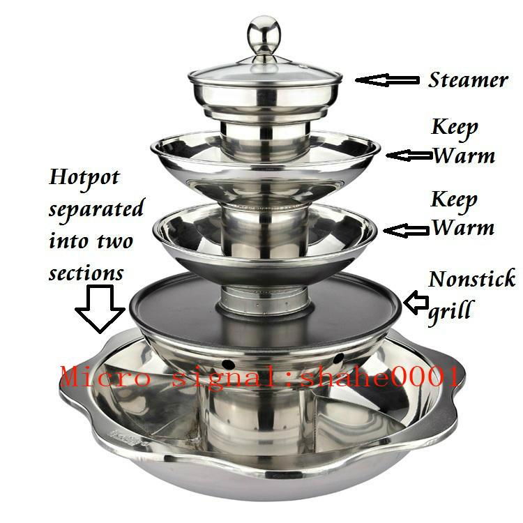 summer sales 4 layer with barbecue & divider hot pot available radiant cooker  3