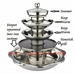 At the same time can Teppanyaki bbq cooking and steaming steamboat cooker