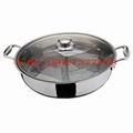 s/s pan with partition into two Parts of Cooking two Different Taste hot pot