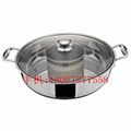 s/s pan with partition into two Parts of Cooking two Different Taste hot pot 7