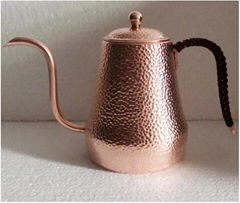 Hand-made hammered pattern copper coffee pot 