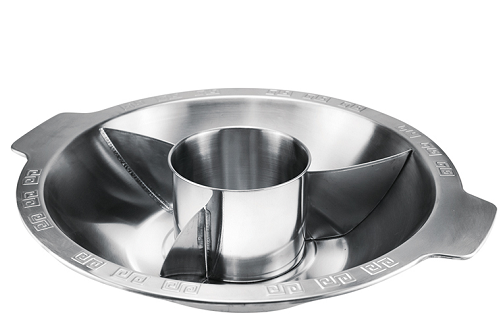 Stainless steel shabu shabu pan with Central pot & partition 3 grids hot pot  2