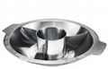 Stainless steel shabu shabu pan with Central pot & partition 3 grids hot pot  2