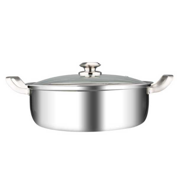 Hot sale cook ware Stretch Stainless Steel Yin yang Hot Pot With Glass Lid 3