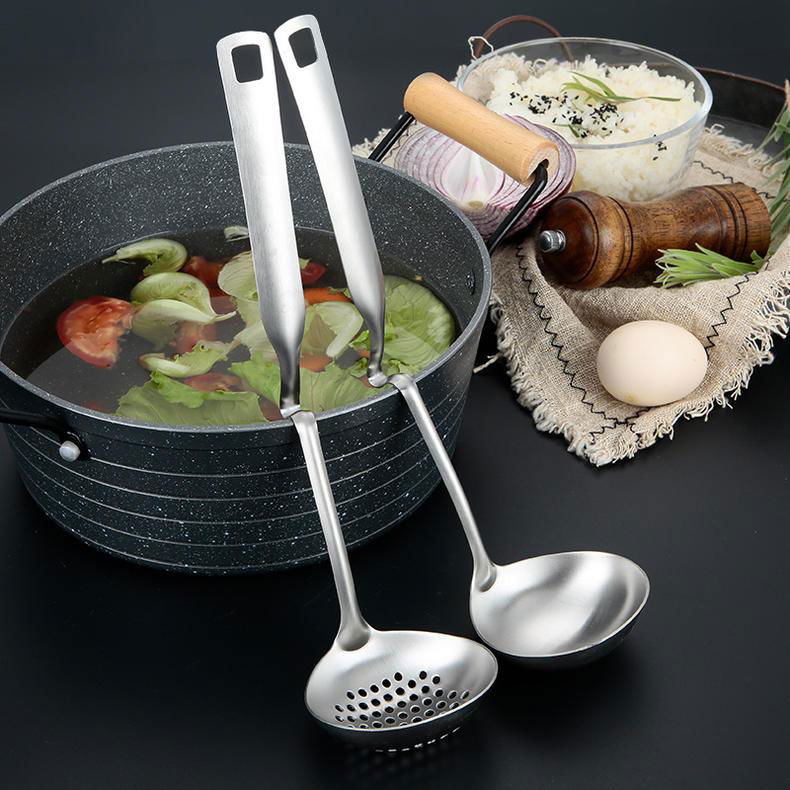 Tableware stainless steel slotted spoon soup spoon strainer ladle colander 5
