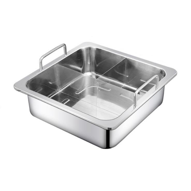 Stainless steel Square Basin separated into T-style hot pot Cooking Utensils 2