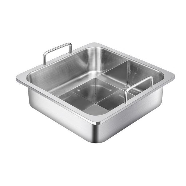 Stainless steel Square Basin separated into T-style hot pot Cooking Utensils 3