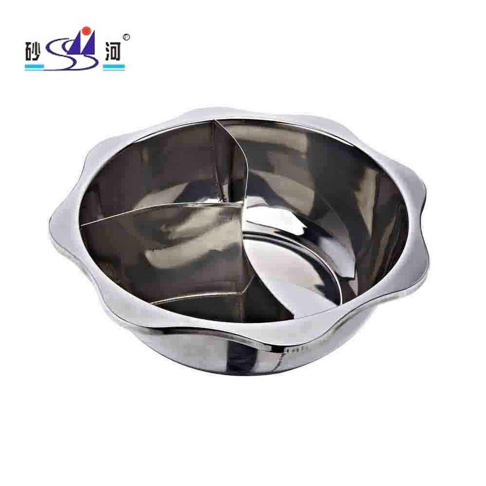 Kitchenware S/S pan divider into T-style 3 grids hot pot use for hot pot stores 2