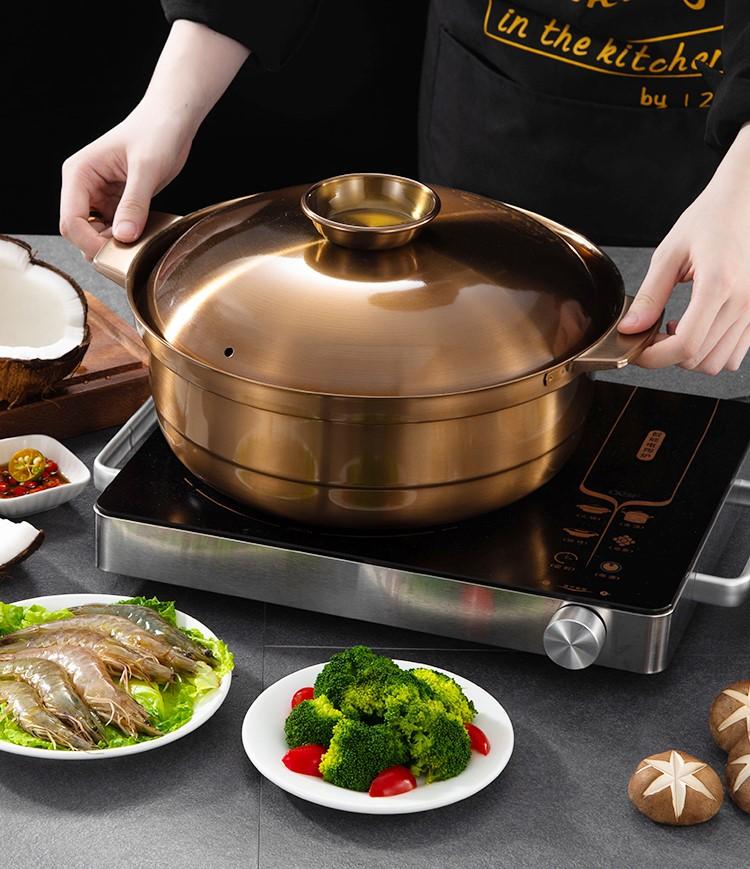 Stainless steel plain broth fire pot（fondue）small lot order available