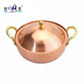 kitchen utensils red copper flat bottom sauce pan with double handle with cover 3