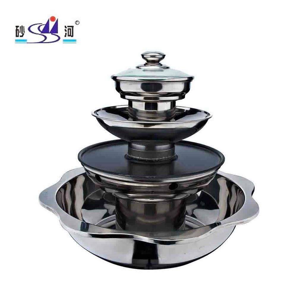 Chinesesque cookware 4 tier pagoda chafing shabu hot oot BBQ grill for Serving 2