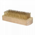 brass wire brush w/wooden handle economical quality type for removing rust