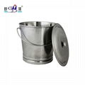 Catering kitchenware handheld S/S with swing handle straight body pail bucket 3