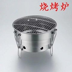 stainless steel outdoor camp round charcoal bbq grill