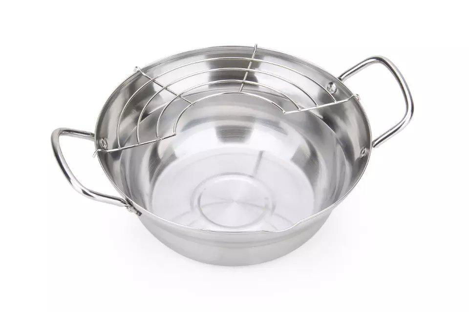 kitchen deep fry pan with oil drip drainer rack kitchen cooking 3