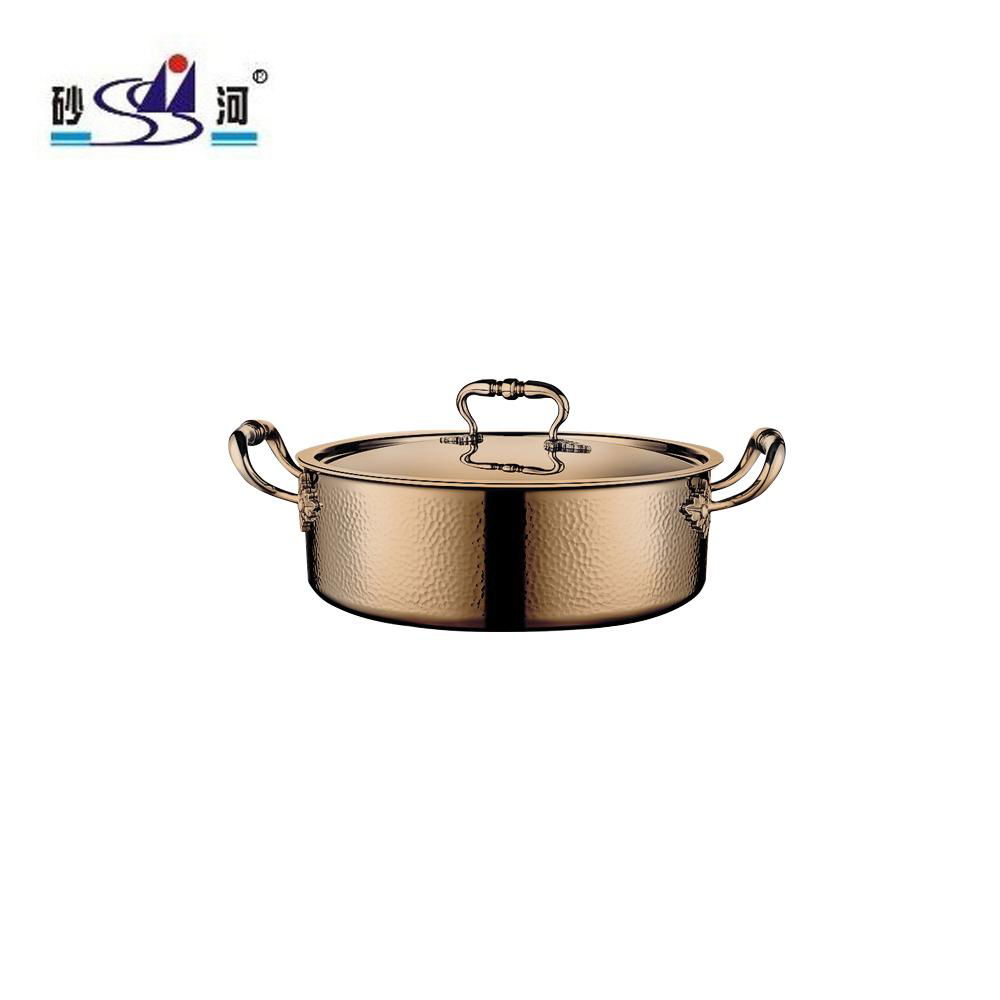Tri-layer steel hammered finishes soup pot Available gas stove induction cooker     3