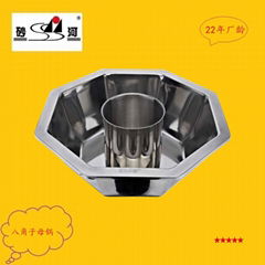 S/S Octagonal shape Shabu Shabu Hot Pot with central pot Available Gas stove