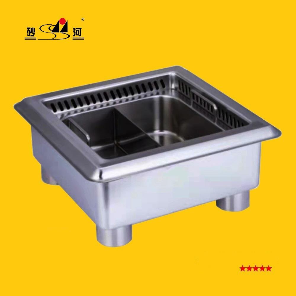 不锈钢方形嵌入式内置电磁炉火锅适用于火锅餐厅使用 3