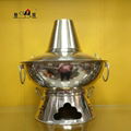 Vintage Chinese Brass Charcoal Stove with Chimney Hot Pot（Asian Broth Fondue）