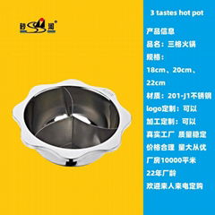  lotus shape pan Bulkhead into “Y” style 3 grids hot pot for home hot pot store