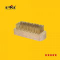 brass wire brush w/wooden handle economical quality type for removing rust