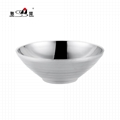 stainless steel Hammer point bouble wall soup noodle bowls 