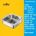  Induction cooker Stainless steel Square shabu with partition 4 grids hot pot 